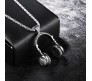 DJ Headphone Music Lover Black Stainless Steel Pendant Hip Hop with 24inch Round Box Long Thick Chain Necklace Gift for Men & Boys