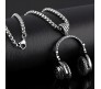 DJ Headphone Music Lover Black Stainless Steel Pendant Hip Hop with 24inch Round Box Long Thick Chain Necklace Gift for Men & Boys