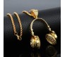 DJ Headphone Music Lover Gold Stainless Steel Pendant Hip Hop with 24inch Round Box Long Thick Chain Necklace Gift for Men & Boys