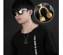 DJ Headphone Music Lover Gold Stainless Steel Pendant Hip Hop with 24inch Round Box Long Thick Chain Necklace Gift for Men & Boys