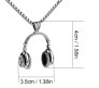 DJ Headphone Music Lover Silver Stainless Steel Pendant Hip Hop with 24inch Round Box Long Thick Chain Necklace Gift for Men & Boys