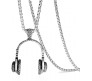 DJ Headphone Music Lover Silver Stainless Steel Pendant Hip Hop with 24inch Round Box Long Thick Chain Necklace Gift for Men & Boys