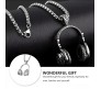 DJ Headphone Music Lover Silver Stainless Steel Pendant Hip Hop with 24inch Round Box Long Thick Chain Necklace Gift for Men & Boys