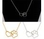 Pet Dog / Cat Lovers Paw With Heart Pendant Necklace Animal Lover Gift Jewelry for Girls and Women Gold