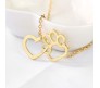 Pet Dog / Cat Lovers Paw With Heart Pendant Necklace Animal Lover Gift Jewelry for Girls and Women Gold
