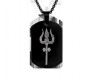 Lord Shiva Trishool Trident Shiv Locket Pendant Black Stainless Steel Necklace Chain Micro-carved Dog Tag for Boys and Men Lord Shiva Trishool Trident Shiv Locket Pendant Black Stainless Steel Necklace Chain Micro-carved Dog Tag for Boys and Men