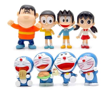 Set of 8 Doraemon Action Figure Set Or Cake Topper Decoration Merchandise Showpiece to Keep in Office Desk Table Gift Toys