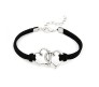 Double Heart Love Charm Black Leather Promise Friendship Bracelet for Girls and Boys