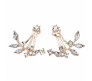 Gold Plated Leaf Earring Crystal Jacket Double Sided Swing Ear Studs Earrings