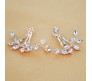 Gold Plated Leaf Earring Crystal Jacket Double Sided Swing Ear Studs Earrings