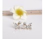 Double Side Dual Leaf Design Gold Plated Stud Earring for Girls and Women