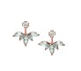 Double Side Dual Leaf Design 2 Sided Rose Gold Plated Stud Earring for Girls and Women