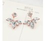 Double Side Dual Leaf Design 2 Sided Rose Gold Plated Stud Earring for Girls and Women