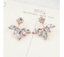 Double Side Dual Leaf Design 2 Sided Rose Gold Plated Stud Earring for Girls and Women