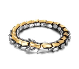 Dragon Scale GOT 12mm Silver Gold Plated Bracelet with Hook Buckle Totem Vintage Heavy Weight 21cm Retro Style Mens Bracelet