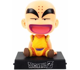 Dragon Ball Z Goku - Krillin Anime Bobblehead with Mobile Holder Stand for Car Dashboard Office Decoration Desk Table Top Action Figure Bobble Head Gift for Kids Friends Quirky Gifts