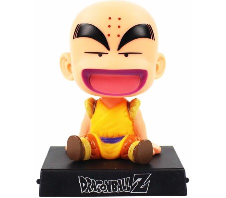 Dragon Ball Z Goku - Krillin Anime Bobblehead with Mobile Holder Stand for Car Dashboard Office Decoration Desk Table Top Action Figure Bobble Head Gift for Kids Friends Quirky Gifts
