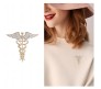 Medical Caduceus Doctors Gold Plated Crystal Rhinestone Unisex Brooch Lapel Pin Metal Stainless Steel Doctor Angel Wings Lepel Blazer Suit for Men and Women