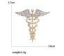Medical Caduceus Doctors Gold Plated Crystal Rhinestone Unisex Brooch Lapel Pin Metal Stainless Steel Doctor Angel Wings Lepel Blazer Suit for Men and Women