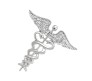 Medical Caduceus Doctors Silver Plated Crystal Rhinestone Unisex Brooch Lapel Pin Metal Stainless Steel Doctor Angel Wings Lepel Blazer Suit for Men and Women