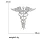 Medical Caduceus Doctors Silver Plated Crystal Rhinestone Unisex Brooch Lapel Pin Metal Stainless Steel Doctor Angel Wings Lepel Blazer Suit for Men and Women