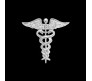 Medical Caduceus Doctors Silver Plated Crystal Rhinestone Unisex Brooch Lapel Pin Metal Stainless Steel Doctor Angel Wings Lepel Blazer Suit for Men and Women