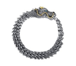 Dragon Scale GOT 12" mm Copper Bracelet with Hook Buckle Totem Silver Vintage Heavy Weight Retro Style Mens Bracelet 20cm