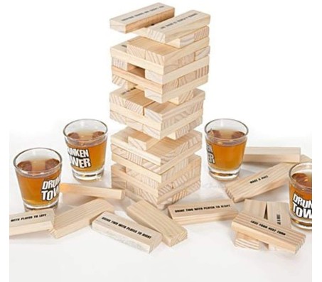 Drunken Tower Party or Adult Game Night Drinking Game Do Or Drink Tower Game Get Drunk With Shot Glass Set