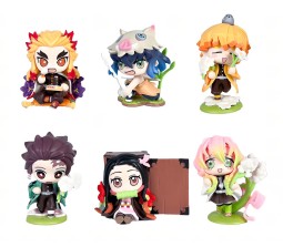Demon Slayer Action Figure Set of 6 Size 10-12CM Chibbi Toy for Car Dashboard, Decoration, Cake Topper, Office Desk & Study Table Multicolor