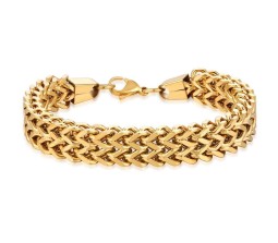 Gold Dual Curb Chain Stainless Steel Bracelet Anti Tarnish Double Layered Thick 10mm Love Gifts 8 Inch for Men Boys