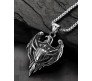 Eagle with Flag Design Pendant with Chain Stainless Steel Silver Jewellery Accessories for Men and Boys