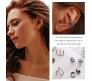 Stylish Black Set 12 Pcs Combo Clip On Ear Cuff Earrings Adjustable Korean Stainless Steel Punk Non Piercing Earings Without Piercing Clips for Women Girls Men Boys