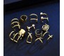Stylish Silver Gold Rose Black Set 48 Pcs Combo Clip On Ear Cuff Earrings Adjustable Korean Stainless Steel Punk Non Piercing Earings Without Piercing Clips for Women Girls Men Boys