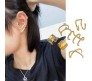 Stylish Gold Set 12 Pcs Combo Clip On Ear Cuff Earrings Adjustable Korean Stainless Steel Punk Non Piercing Earings Without Piercing Clips for Women Girls Men Boys