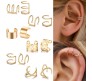Stylish Gold Set 12 Pcs Combo Clip On Ear Cuff Earrings Adjustable Korean Stainless Steel Punk Non Piercing Earings Without Piercing Clips for Women Girls Men Boys