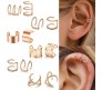 Stylish Rose Gold Set 12 Pcs Combo Clip On Ear Cuff Earrings Adjustable Korean Stainless Steel Punk Non Piercing Earings Without Piercing Clips for Women Girls Men Boys