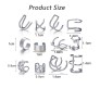 Stylish Silver Set 12 Pcs Combo Clip On Ear Cuff Earrings Adjustable Korean Stainless Steel Punk Non Piercing Earings Without Piercing Clips for Women Girls Men Boys