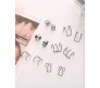 Stylish Silver Set 12 Pcs Combo Clip On Ear Cuff Earrings Adjustable Korean Stainless Steel Punk Non Piercing Earings Without Piercing Clips for Women Girls Men Boys