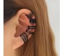Stylish Black Set 5 Pcs Combo Clip On Ear Cuff Earrings Adjustable Korean Stainless Steel Punk Non Piercing Earings Without Piercing Clips for Women Girls Men Boys
