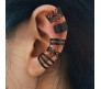 Stylish Black Set 5 Pcs Combo Clip On Ear Cuff Earrings Adjustable Korean Stainless Steel Punk Non Piercing Earings Without Piercing Clips for Women Girls Men Boys