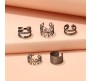 Stylish Black Set 5 Pcs Combo Clip On Ear Cuff Earrings Adjustable Korean Stainless Steel Punk Non Piercing Earings Without Piercing Clips for Women Girls Men Boys