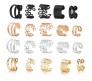 Stylish Silver Gold Rose Black Set 20 Pcs Combo Clip On Ear Cuff Earrings Adjustable Korean Stainless Steel Punk Non Piercing Earings Without Piercing Clips for Women Girls Men Boys