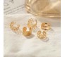 Stylish Gold Set 5 Pcs Combo Clip On Ear Cuff Earrings Adjustable Korean Stainless Steel Punk Non Piercing Earings Without Piercing Clips for Women Girls Men Boys