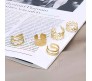 Stylish Gold Set 5 Pcs Combo Clip On Ear Cuff Earrings Adjustable Korean Stainless Steel Punk Non Piercing Earings Without Piercing Clips for Women Girls Men Boys