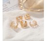 Stylish Rose Gold Set 5 Pcs Combo Clip On Ear Cuff Earrings Adjustable Korean Stainless Steel Punk Non Piercing Earings Without Piercing Clips for Women Girls Men Boys