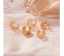 Stylish Rose Gold Set 5 Pcs Combo Clip On Ear Cuff Earrings Adjustable Korean Stainless Steel Punk Non Piercing Earings Without Piercing Clips for Women Girls Men Boys
