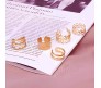 Stylish Rose Gold Set 5 Pcs Combo Clip On Ear Cuff Earrings Adjustable Korean Stainless Steel Punk Non Piercing Earings Without Piercing Clips for Women Girls Men Boys