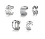Stylish Silver Set 5 Pcs Combo Clip On Ear Cuff Earrings Adjustable Korean Stainless Steel Punk Non Piercing Earings Without Piercing Clips for Women Girls Men Boys