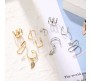 Stylish Gold Silver Set 10 Pcs Combo Clip On Ear Cuff Earrings Adjustable Korean Stainless Steel Punk Non Piercing Earings Without Piercing Clips for Women Girls Men Boys D2