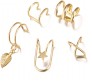 Stylish Gold Set 5 Pcs Combo Clip On Ear Cuff Earrings Adjustable Korean Stainless Steel Punk Non Piercing Earings Without Piercing Clips for Women Girls Men Boys D2